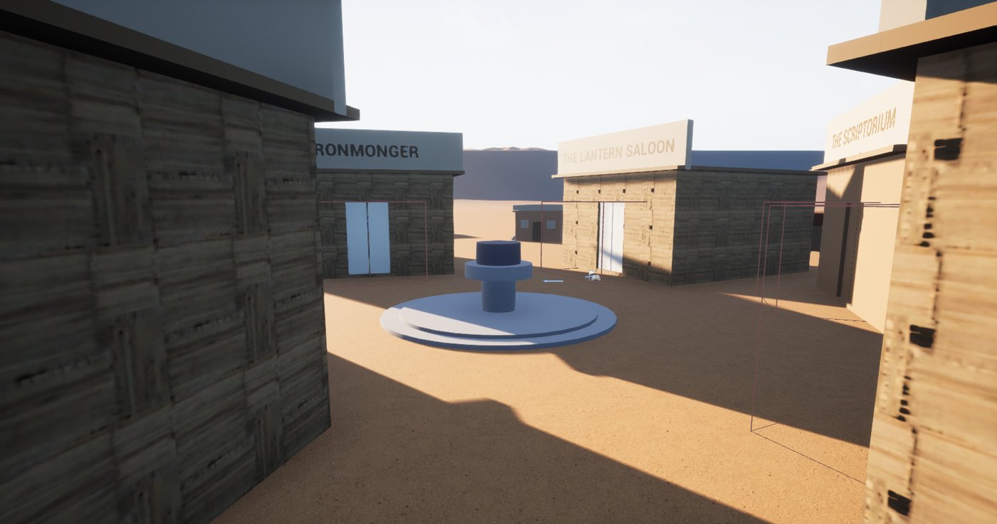 The fast-travel pyre in Dustwind's plaza